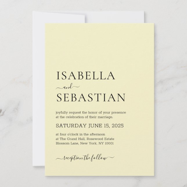 Invitación Boda Simple Caqui Claro (Anverso)
