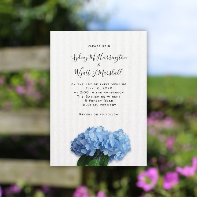 Invitación Boda Simple Casual Hydrangea Cielo Azul (Subido por el creador)