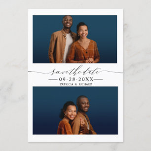 Invitación Boda Simple Chic Guardar La Fecha 2 Colaje De Foto