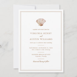Invitación Boda Simple Clásica de Conchas de Playa