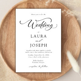 Invitación Boda Simple Clásica en Blanco y Negro