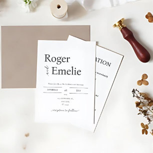 Invitación Boda simple clásico elegante