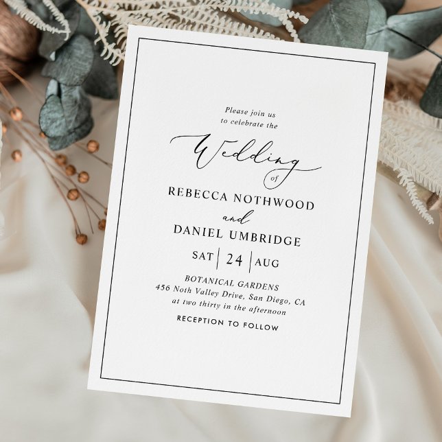 Invitación Boda simple clásico en blanco y negro (Subido por el creador)