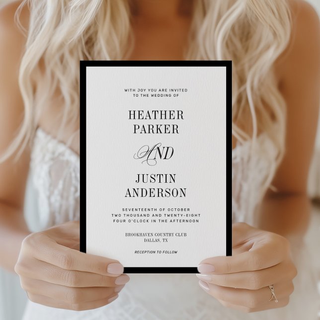 Invitación Boda simple clásico negro y blanco (Subido por el creador)