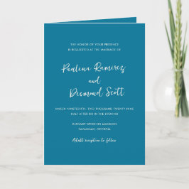 Invitación Boda Simple Código QR Azul Moderno