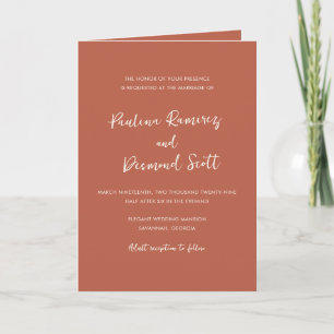 Invitación Boda simple código QR de cobre moderno