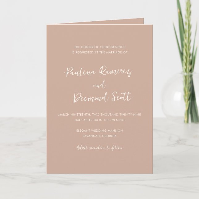 Invitación Boda simple código QR neutral terrenal moderno (Anverso)
