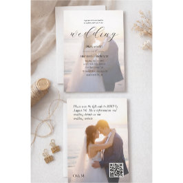 Invitación Boda Simple con Foto Superpuesta en Blanco y Negro