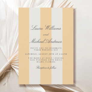 Invitación Boda Simple con Rayas Amarillas y Blancas de Cabañ