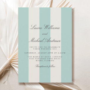 Invitación Boda Simple con Rayas de Cabaña en Verde Turquesa
