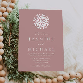Invitación Boda Simple Copo de Nieve Rosa Polvoriento