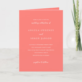 Invitación Boda Simple Coral Vibrante Moderno y Audaz
