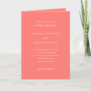 Invitación Boda Simple Coral Vibrante Moderno y Audaz
