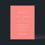 Invitación Boda Simple Coral Vibrante y Moderno<br><div class="desc">Este diseño es parte de una suite de invitaciones de boda de coral vibrante y audaz que presenta tipografía elegante y un diseño limpio y moderno. El rico tono coral crea una declaración cálida y llamativa, manteniendo un sentimiento refinado y atemporal. Perfecto para parejas que buscan un diseño fresco y...</div>