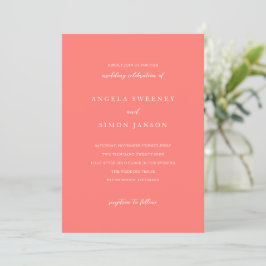 Invitación Boda Simple Coral Vibrante y Moderno