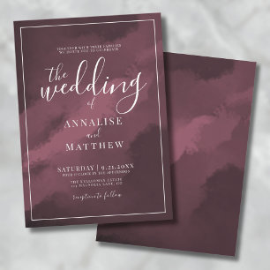 Invitación Boda Simple de Acuarela Burdeos