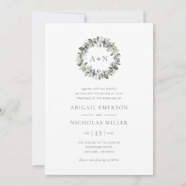 Invitación Boda Simple de Acuarela con Eucalipto