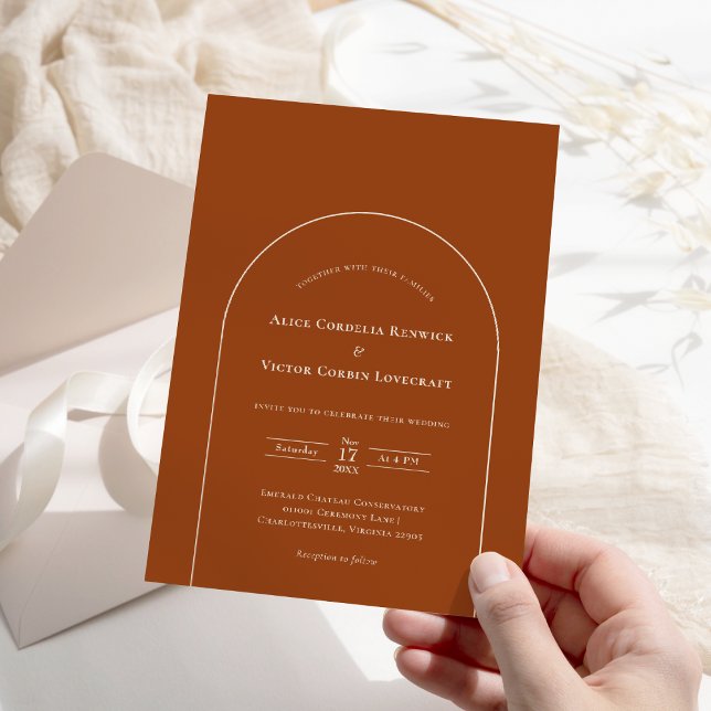 Invitación Boda simple de Boho Arch Terracotta (Subido por el creador)
