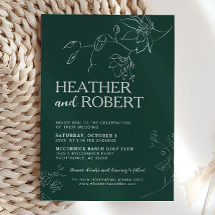 Invitación Boda simple de Boho Botánico de Floral Verde Esmer