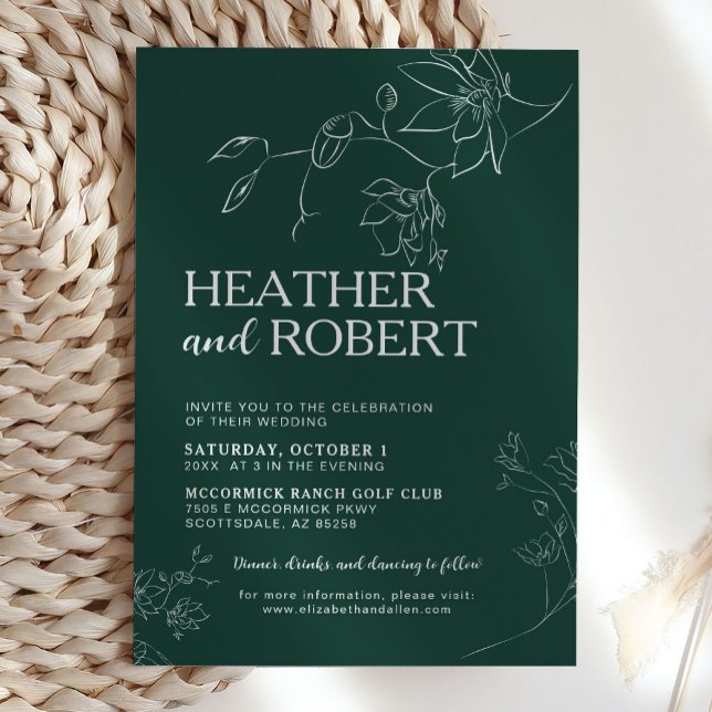 Invitación Boda simple de Boho Botánico de Floral Verde Esmer (Subido por el creador)