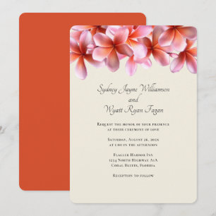 Invitación Boda simple de borde floral de Plumeria en negrita