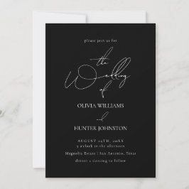 Invitación Boda simple de caligrafía contemporánea negra
