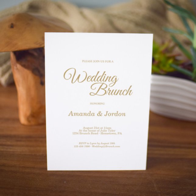 Invitación Boda simple de caligrafía de oro Brunch (Subido por el creador)