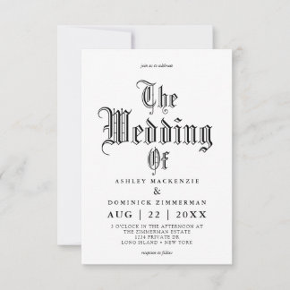 Invitación Boda simple de caligrafía de vampiros góticos