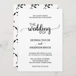 Invitación Boda simple de caligrafía negra