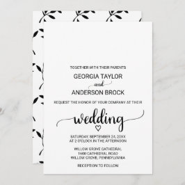 Invitación Boda simple de caligrafía negra