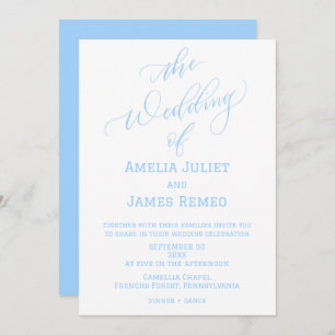 Invitación Boda simple de color blanco y azul de Columbia mod