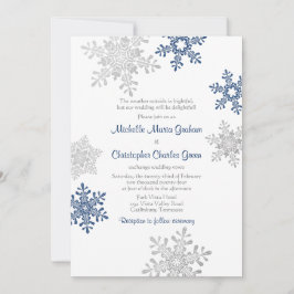 Invitación Boda simple de copo de nieve Blue Silver de la mar