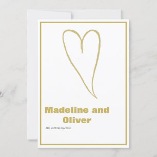 Invitación Boda simple de corazón blanco dorado