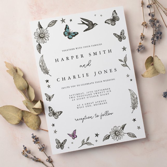 Invitación Boda simple de dibujo de vintage (Subido por el creador)