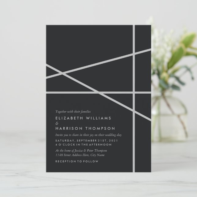 Invitación Boda simple de estilo geométrico (Anverso de pie)