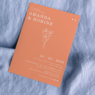 Invitación Boda simple de flores de Moda Minimalista