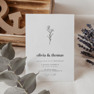 Invitación Boda simple de flores minimalistas