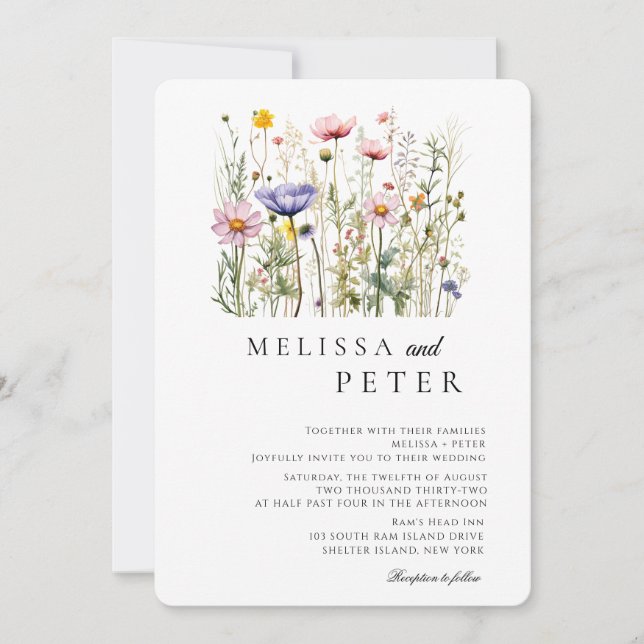 Invitación Boda Simple de Flores Silvestres (Anverso)