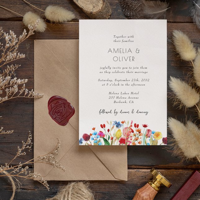 Invitación Boda simple de flores silvestres (Subido por el creador)