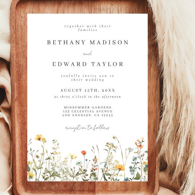 Invitación Boda simple de flores silvestres (Subido por el creador)