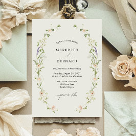 Invitación Boda Simple de Flores Silvestres Rústicas Vintage