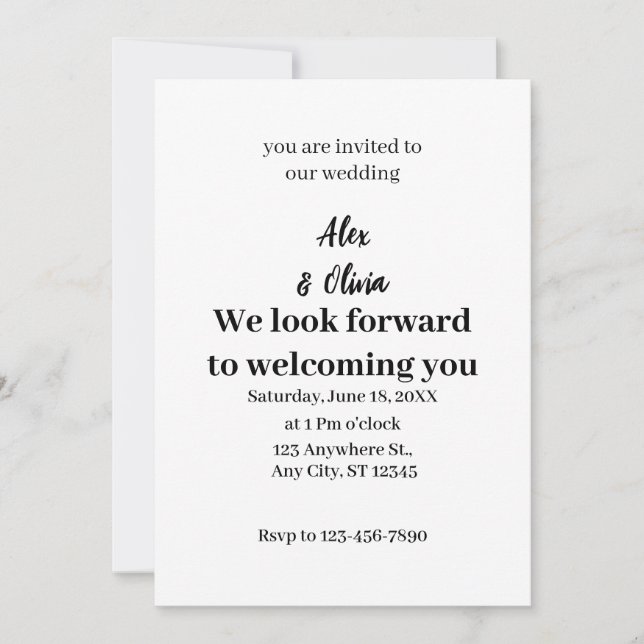Invitación Boda simple de fotografías en blanco y negro (Anverso)