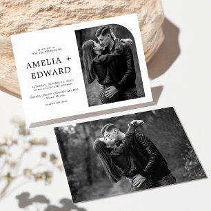 Invitación Boda simple de fotografías en blanco y negro