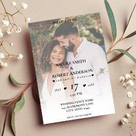 Invitación Boda simple de fotos de fondo de color ocmbre blan