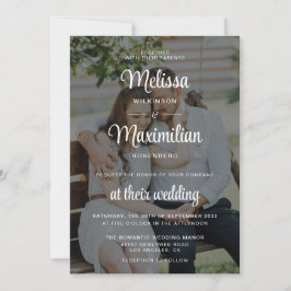Invitación Boda simple de fotos transparentes en negro modern