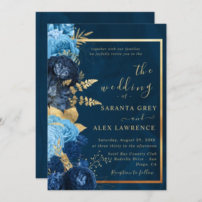 Invitación Boda simple de girasol (Anverso / Reverso)