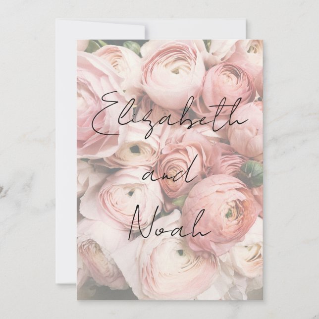 Invitación Boda simple de guiones de caligrafía de flor román (Anverso)