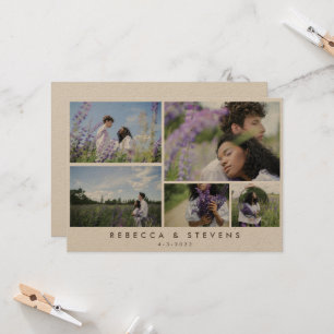 Invitación Boda simple de guiones de Collage de fotos de Kraf