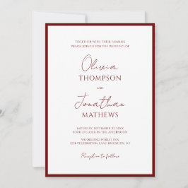Invitación Boda simple de guiones de la frontera roja de Borg
