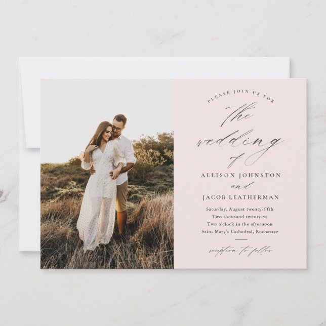 Invitación Boda simple de guiones fotográficos (Anverso)